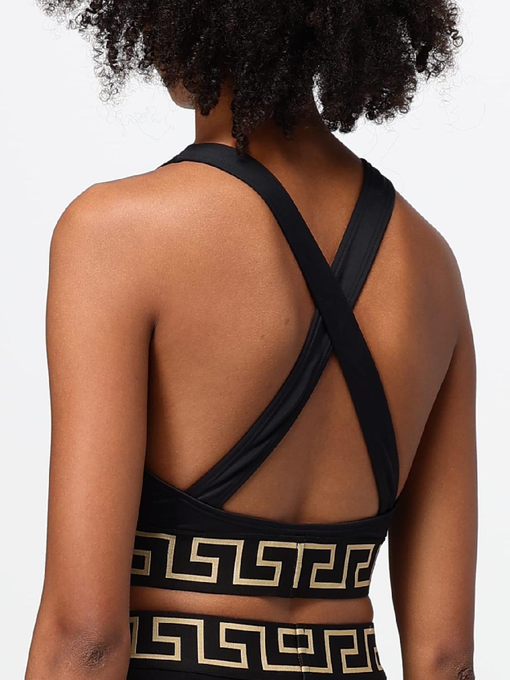 Giglio Bikini Top Versace In Lycra Con Motivo Greca