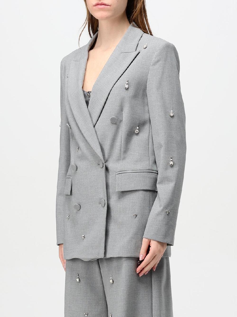 Giglio Blazer Doppiopetto Twinset - Actitude In Misto Lana Con Strass