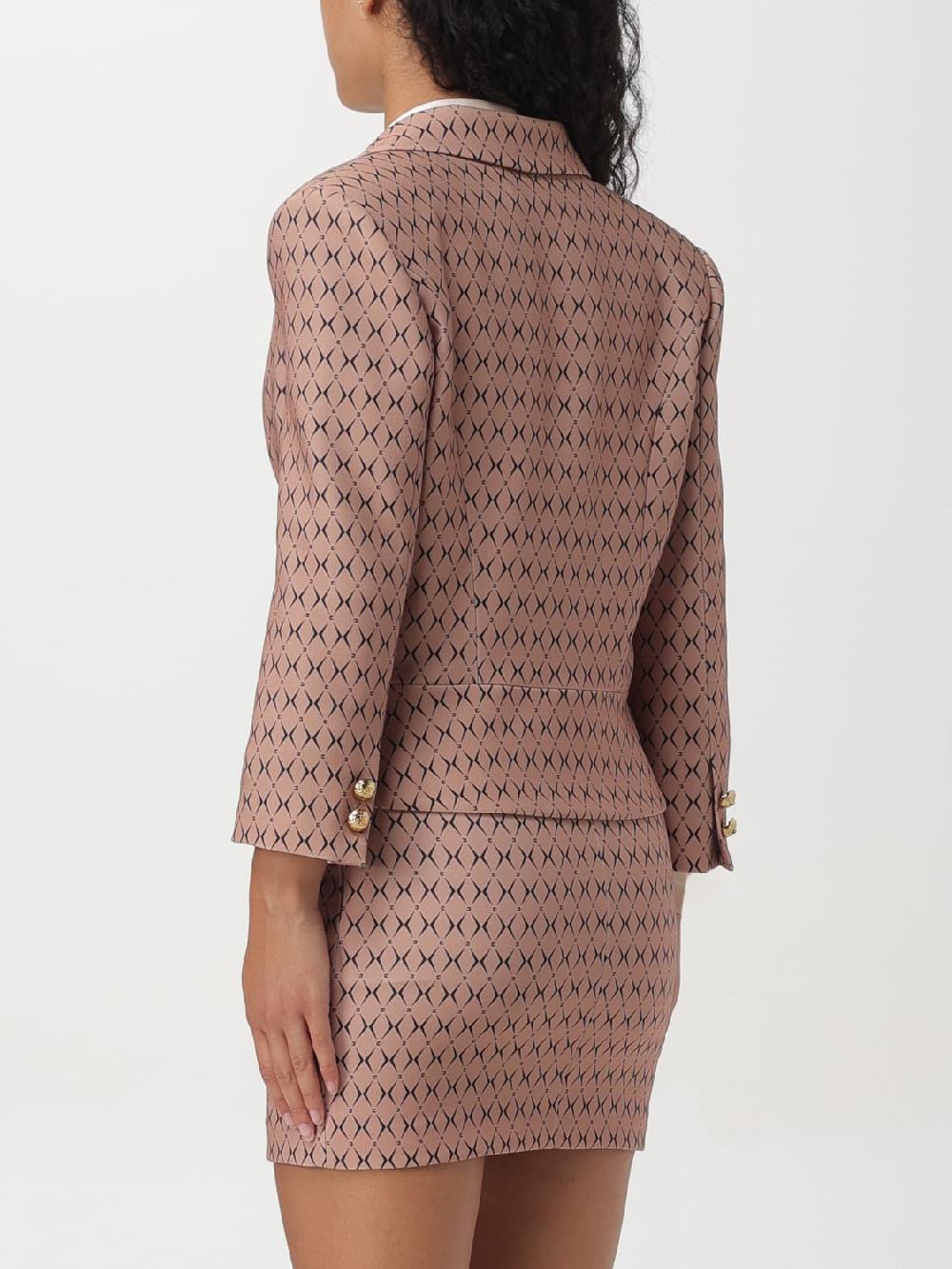 Giglio Blazer Elisabetta Franchi Cropped In Crêpe Stretch Stampa Rombo Con Catena