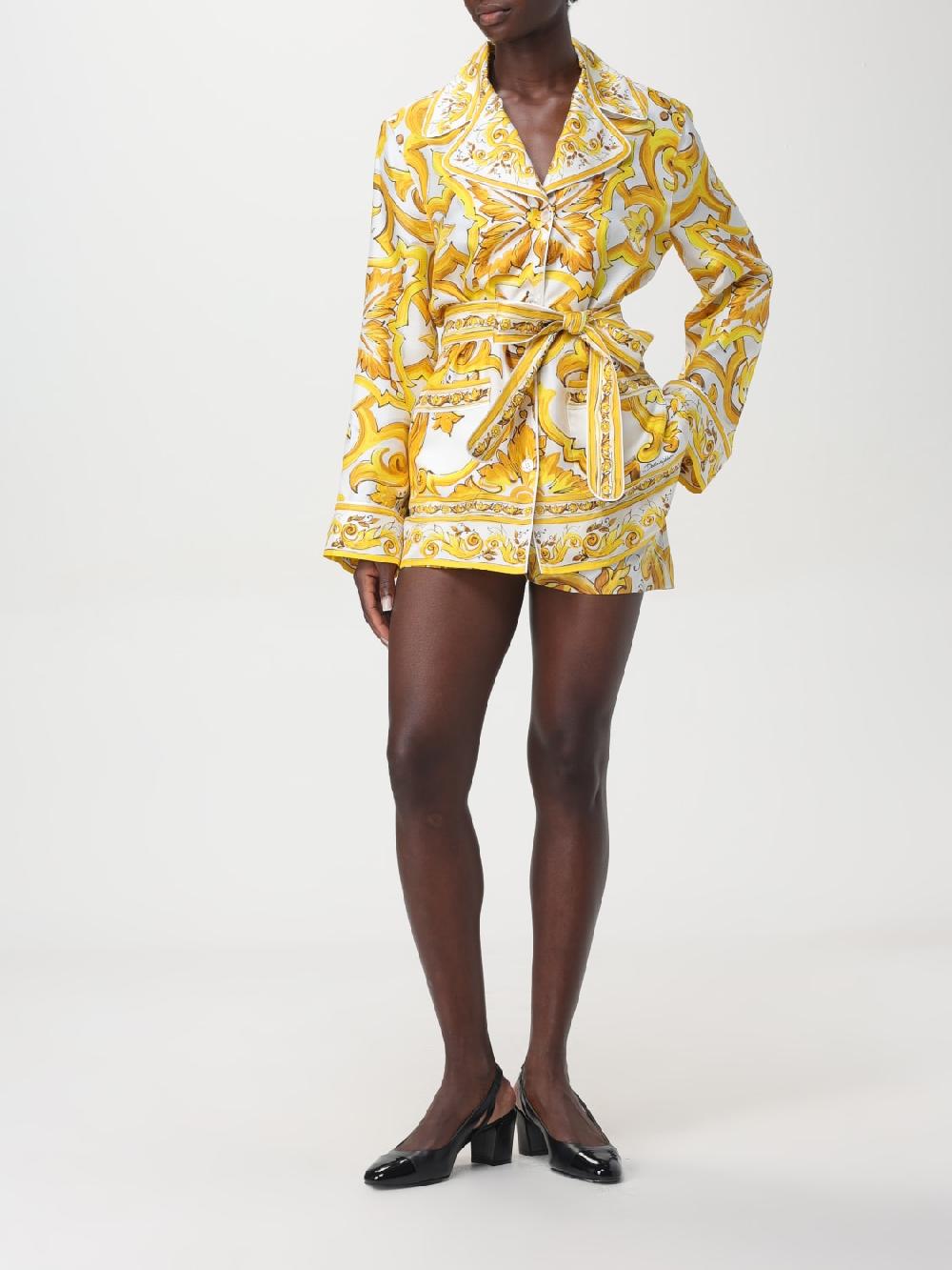 Giglio Blusa Maiolica Dolce & Gabbana In Twill Di Seta Stampata