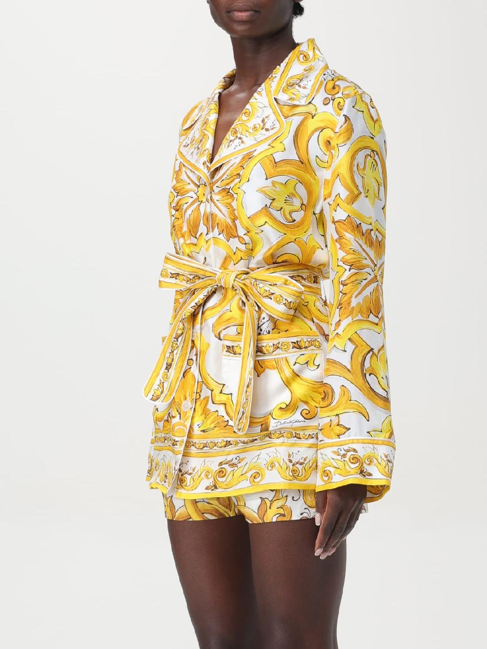 Giglio Blusa Maiolica Dolce & Gabbana In Twill Di Seta Stampata