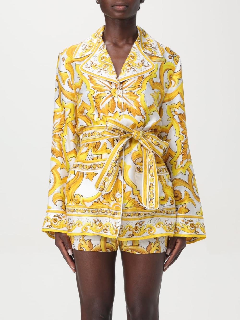 Giglio Blusa Maiolica Dolce & Gabbana in twill di seta stampata