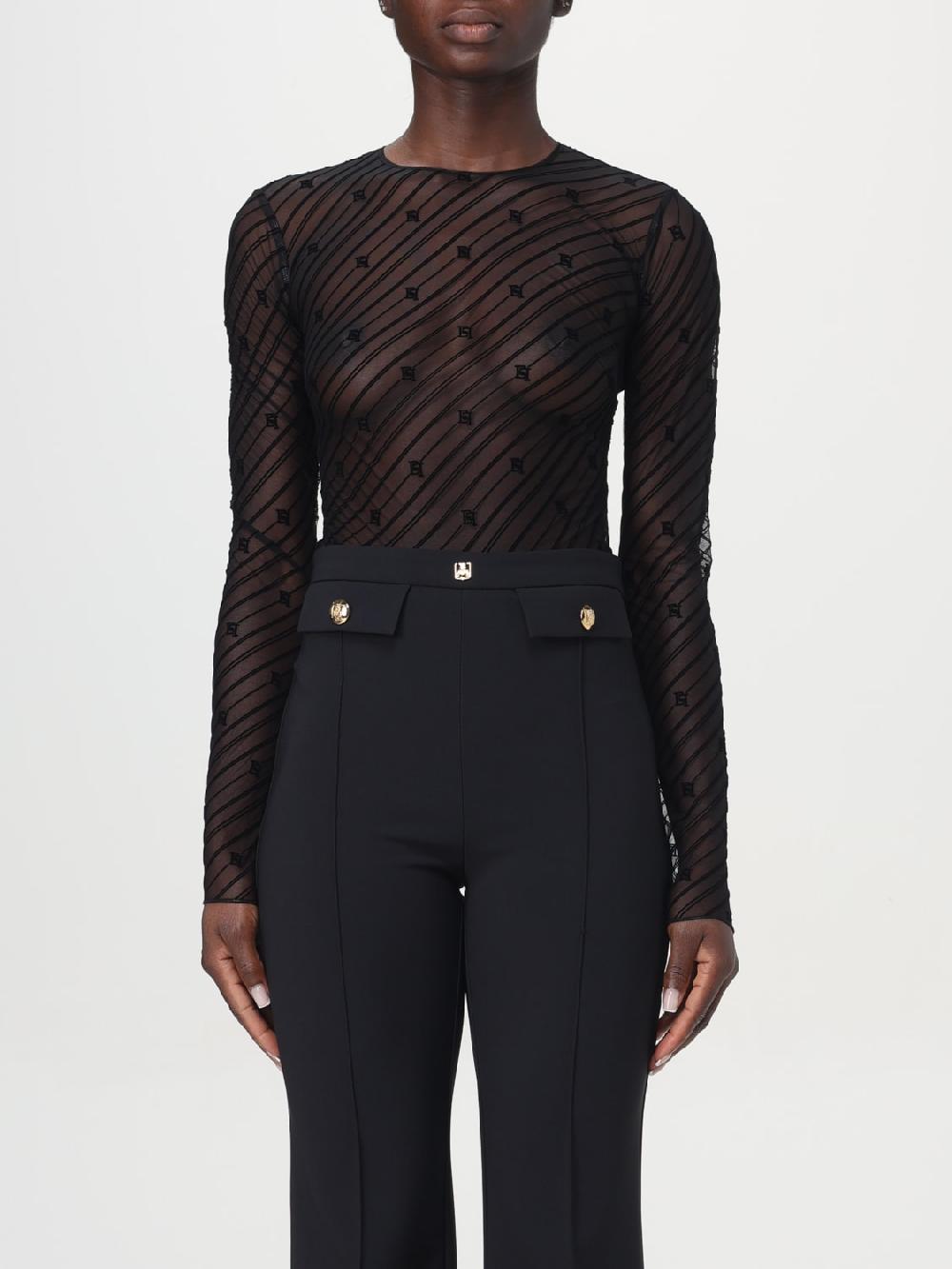 Giglio Body in tulle flock disegno diagonale Elisabetta Franchi