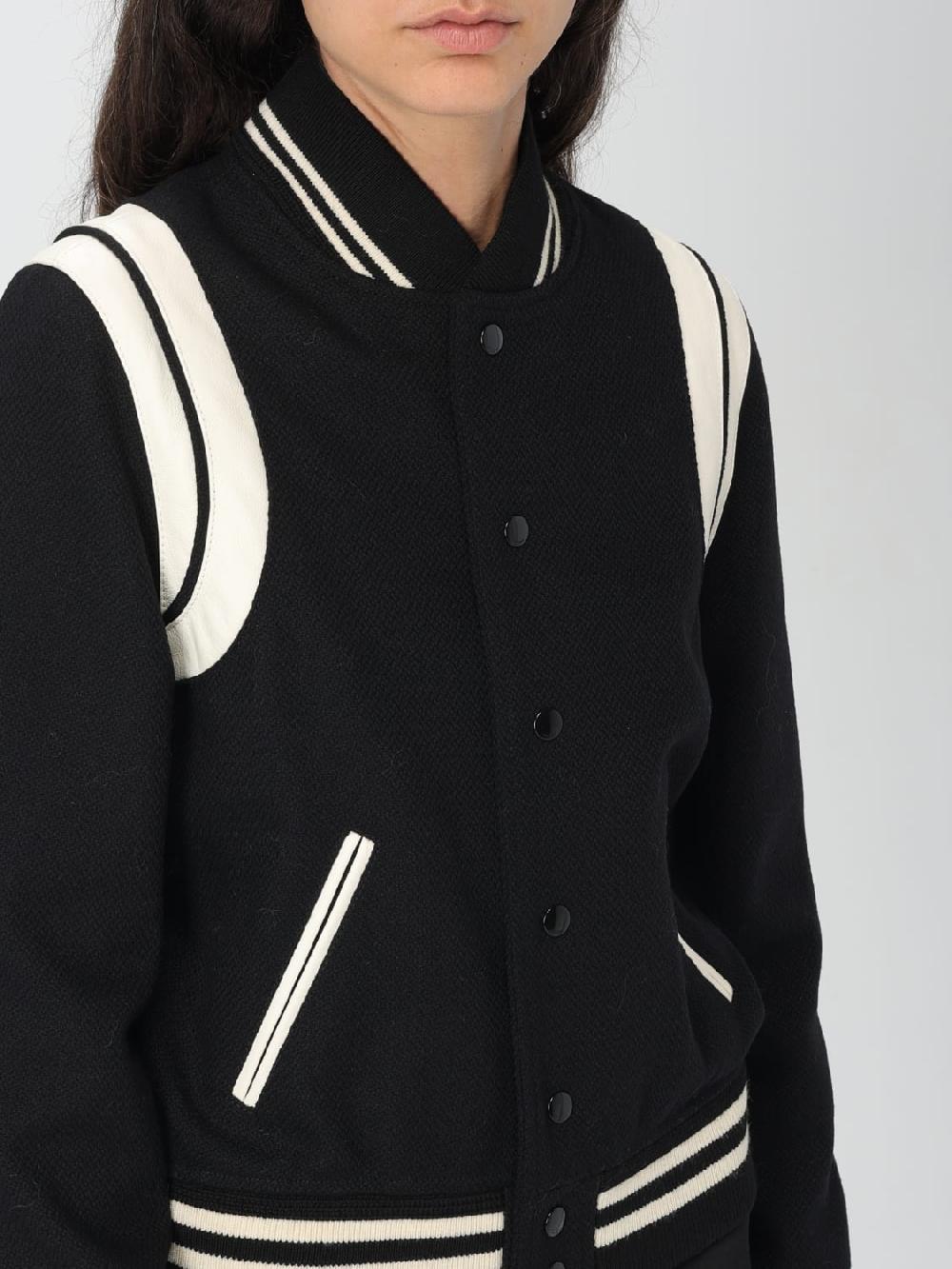 Giglio Bomber Saint Laurent In Pelle Di Agnello E Lana