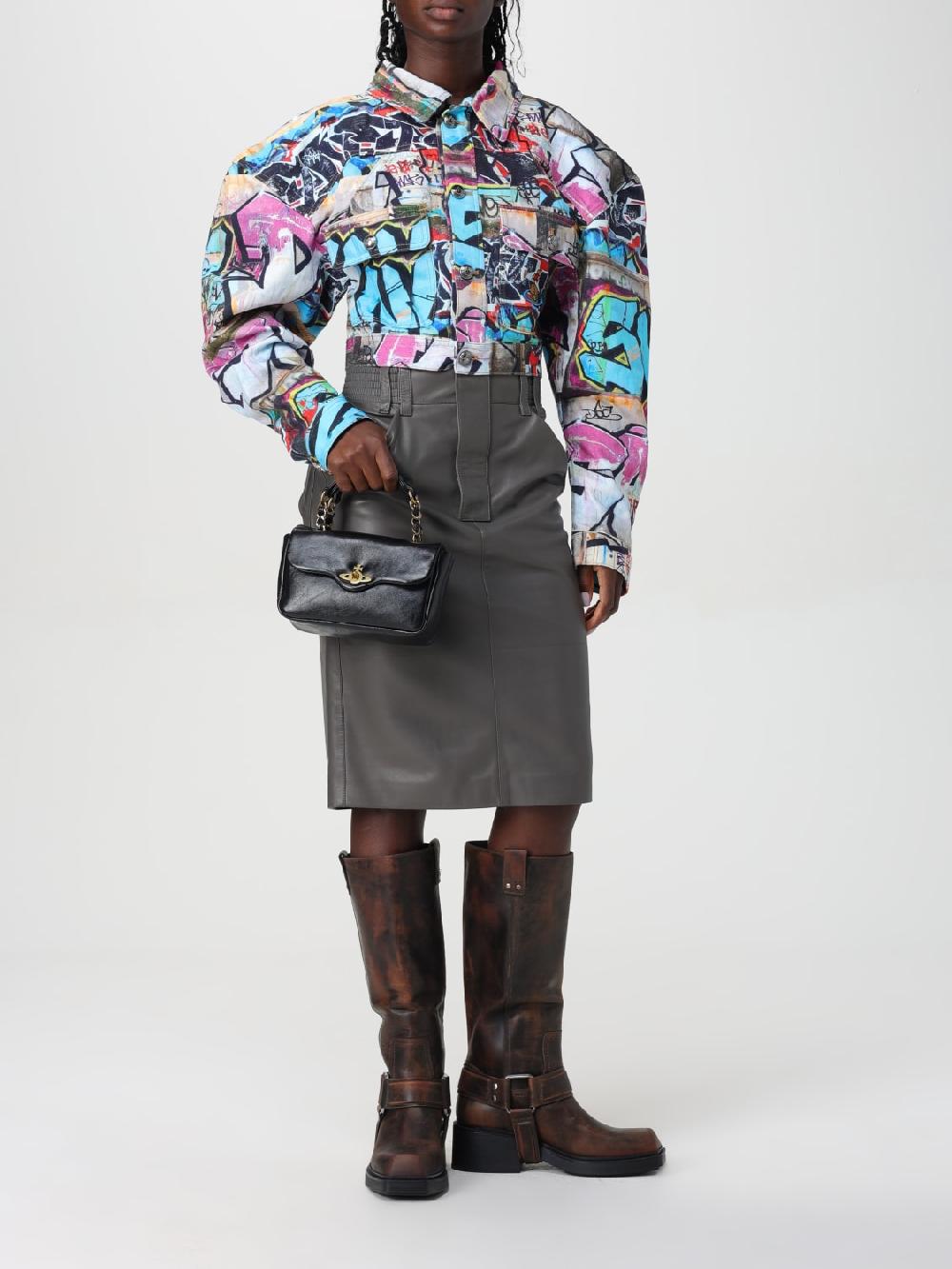 Giglio Borsa Anita Vivienne Westwood In Pelle A Grana Naturale
