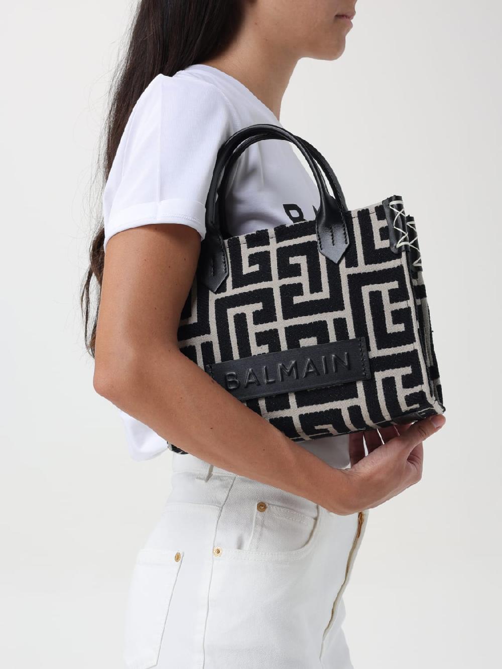 Giglio Borsa B Army Balmain In Canvas Con Logo Jacquard