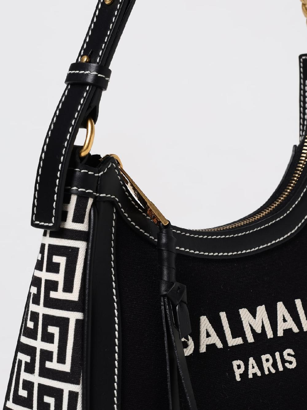 Giglio Borsa B-Army Balmain In Pelle E Canvas Jacquard