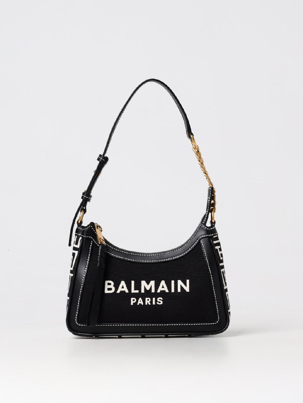 Giglio Borsa B-Army Balmain in pelle e canvas jacquard