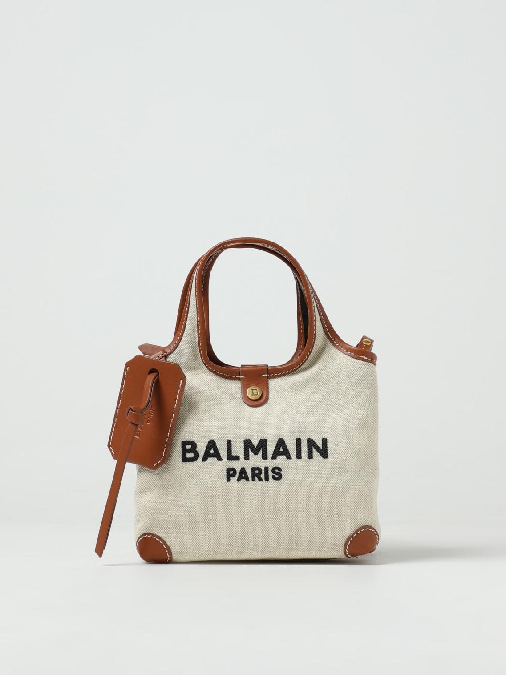 Giglio Borsa B-Army Grocery Balmain in canvas e pelle