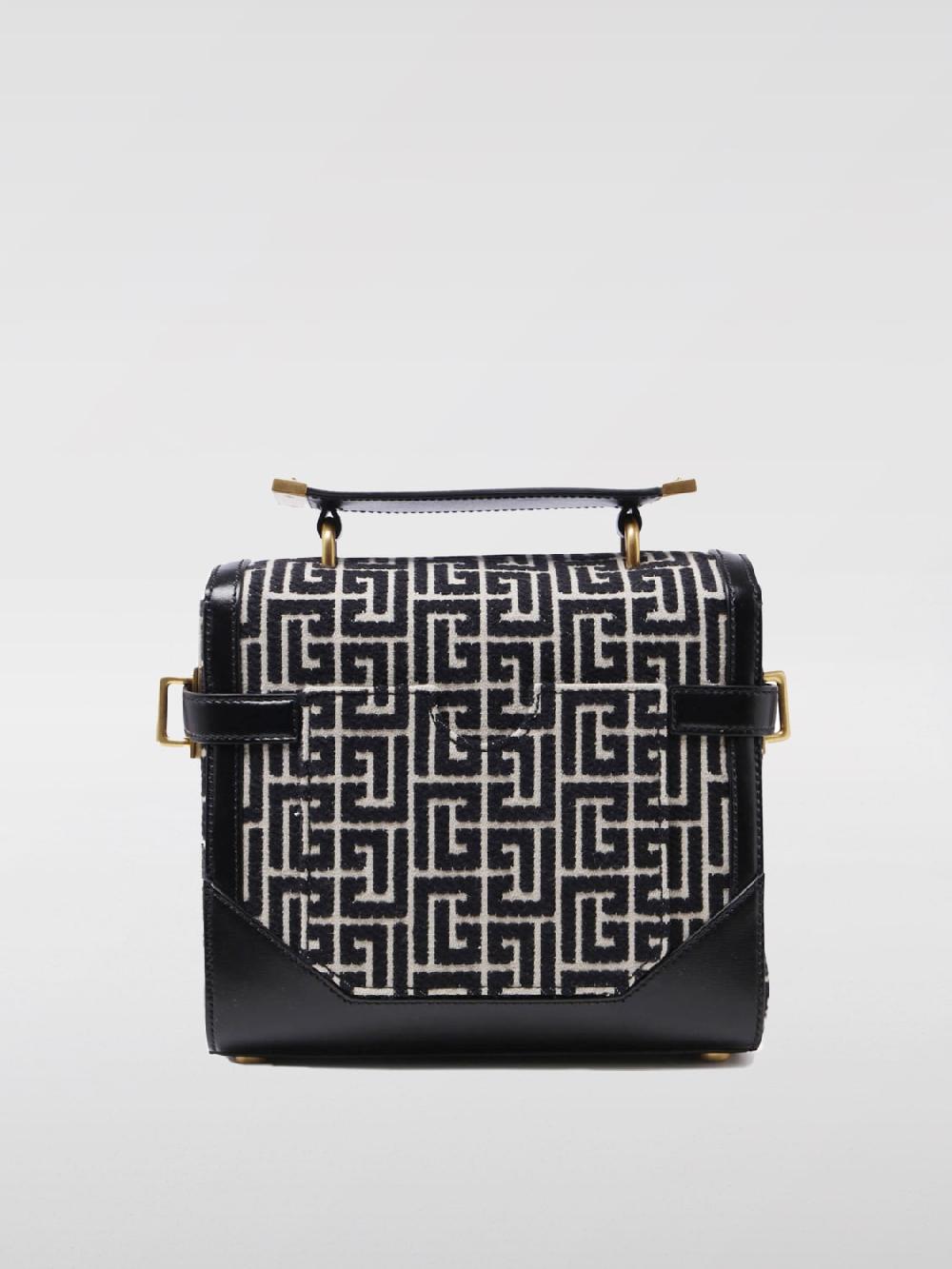 Giglio Borsa B-Buzz 23 Balmain In Pelle E Canvas Jacquard