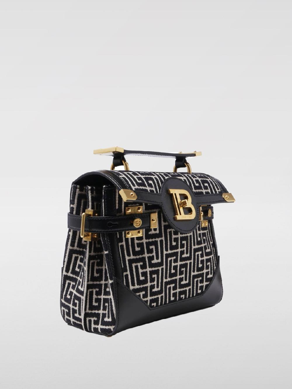 Giglio Borsa B-Buzz 23 Balmain In Pelle E Canvas Jacquard