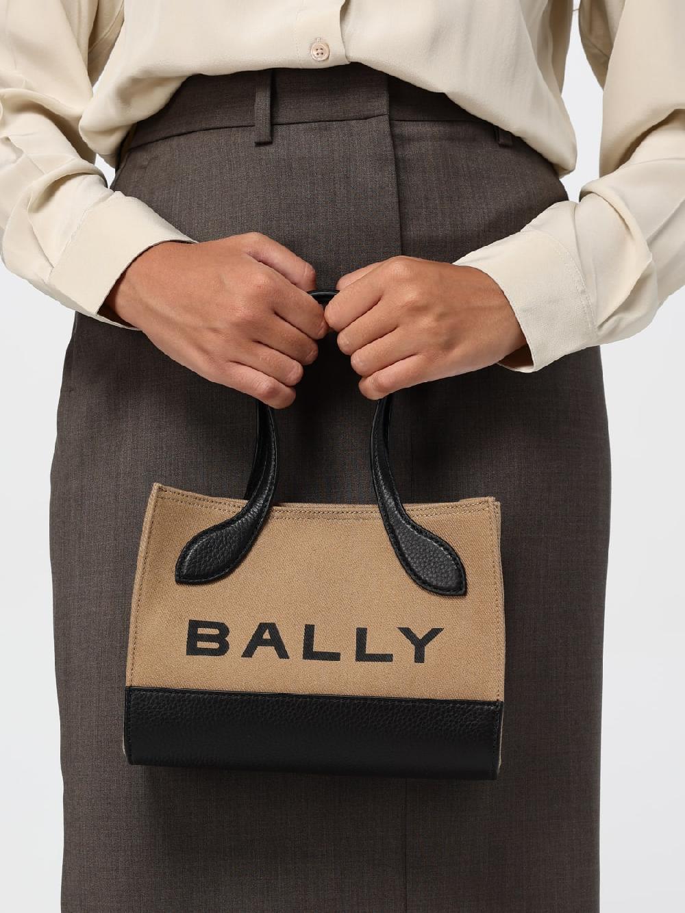 Giglio Borsa Bar Keep On Bally In Canvas E Pelle A Grana