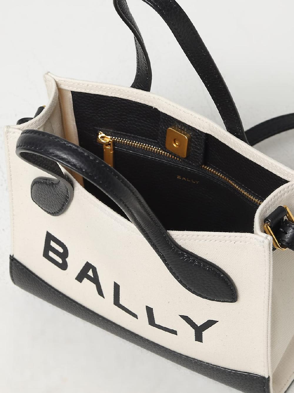 Giglio Borsa Bar Keep On Bally In Canvas E Pelle A Grana