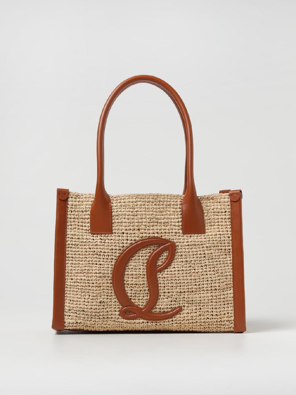 Giglio Borsa by My Side Christian Louboutin in rafia e pelle