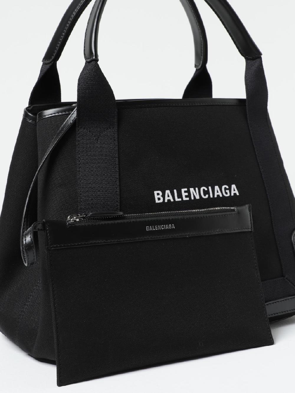 Giglio Borsa Cabas Navy S Balenciaga In Canvas Con Lettering Logo Stampato