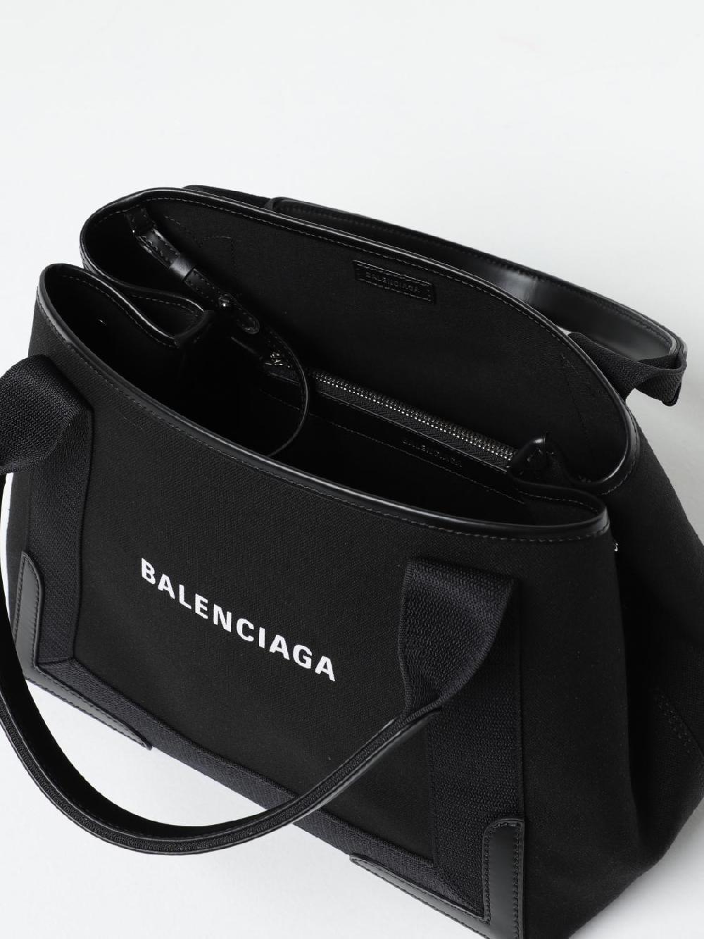 Giglio Borsa Cabas Navy S Balenciaga In Canvas Con Lettering Logo Stampato