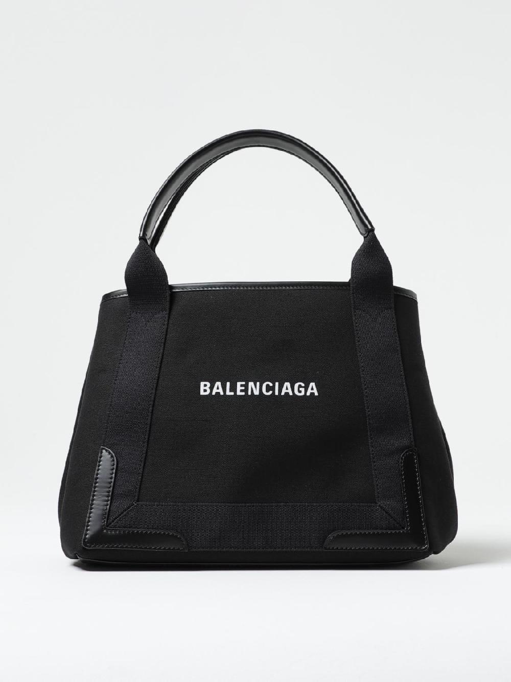 Giglio Borsa Cabas Navy S Balenciaga in canvas con lettering logo stampato