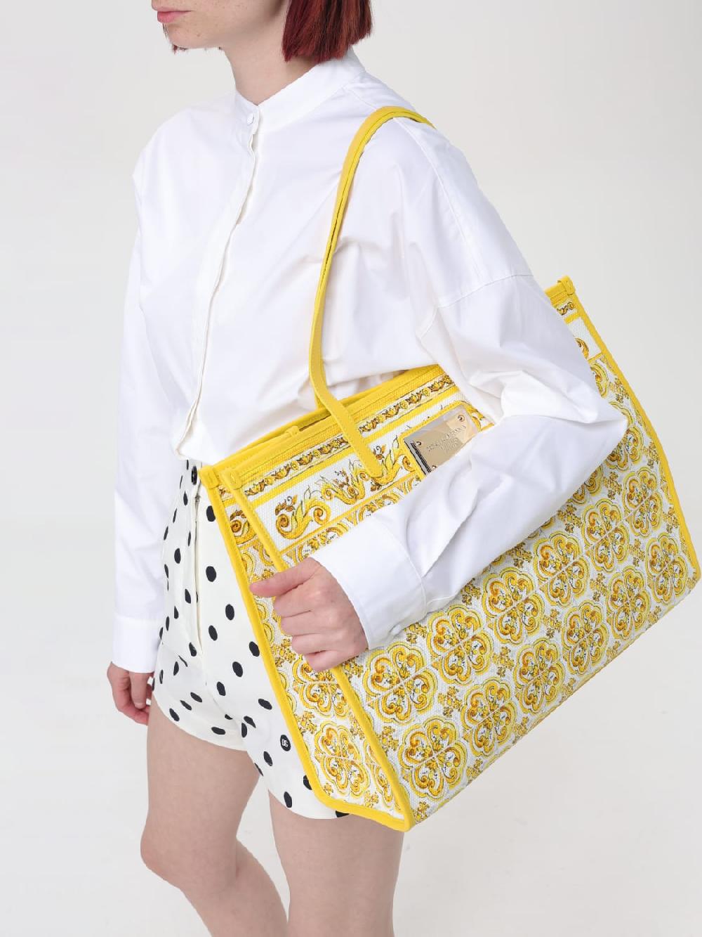Giglio Borsa Caltagirone Dolce & Gabbana In Canvas Stampata