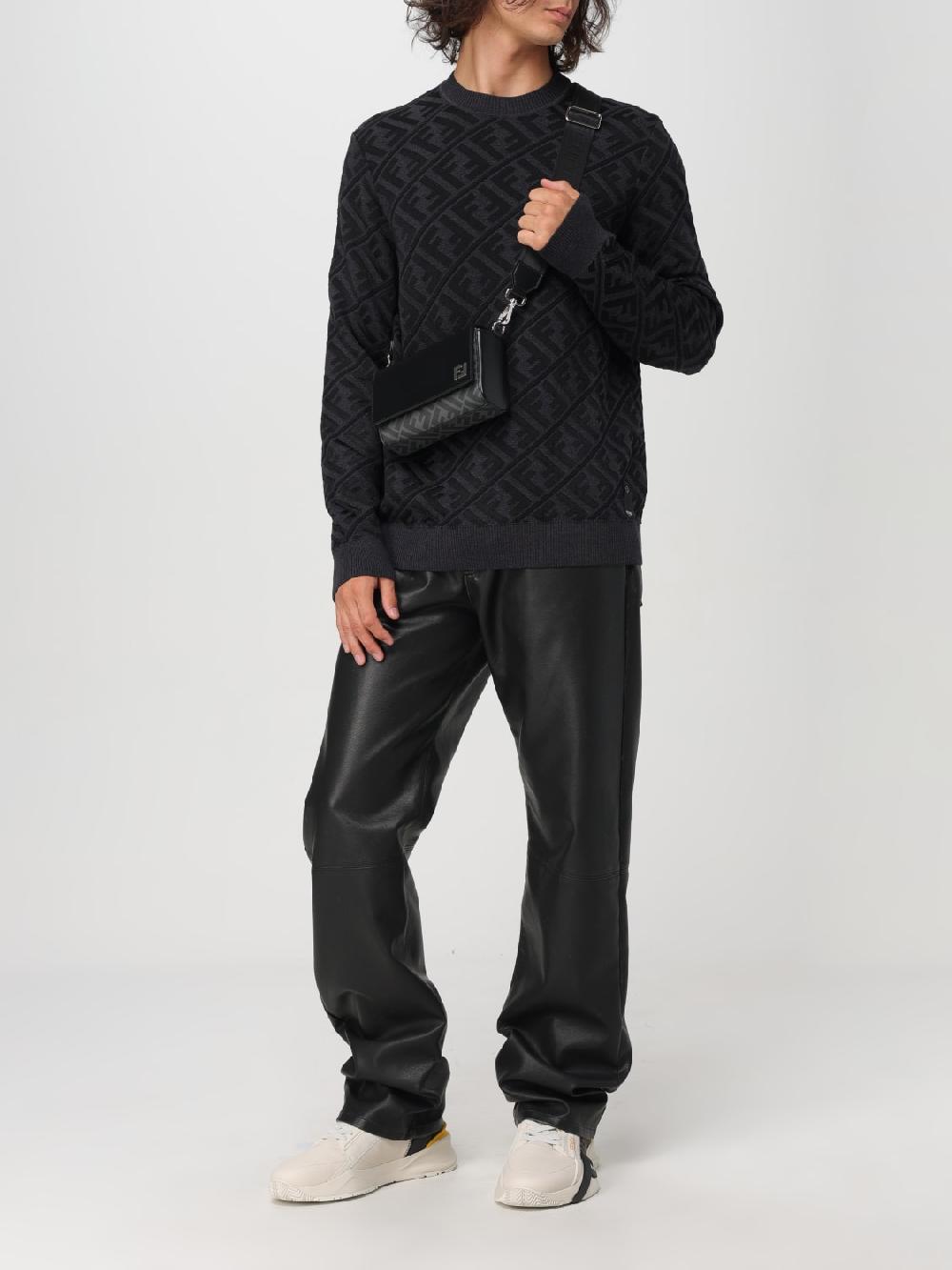 Giglio Borsa Compact Bag Squared FF Fendi In Pelle E Cotone Spalmato Saffiano