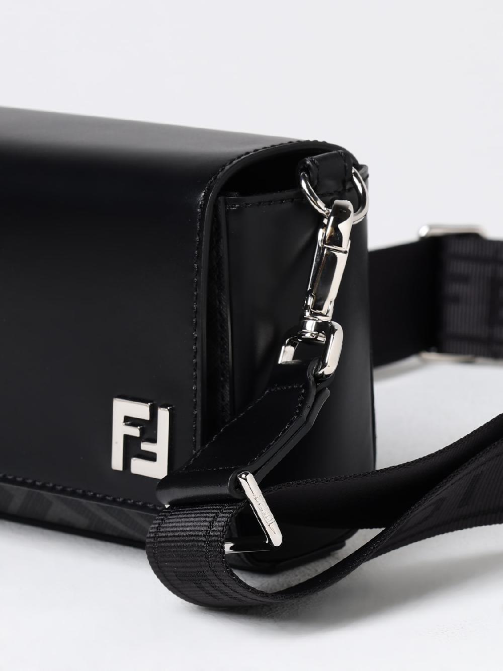 Giglio Borsa Compact Bag Squared FF Fendi In Pelle E Cotone Spalmato Saffiano