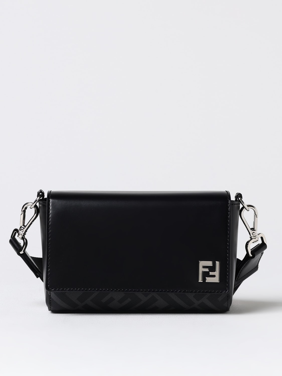 Giglio Borsa Compact Bag Squared FF Fendi in pelle e cotone spalmato saffiano