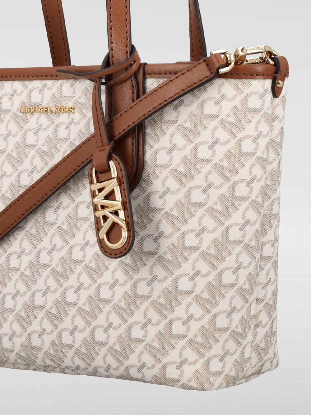 Giglio Borsa Eliza Michael Kors In Cotone Spalmato Saffiano Con Monogram MK All Over