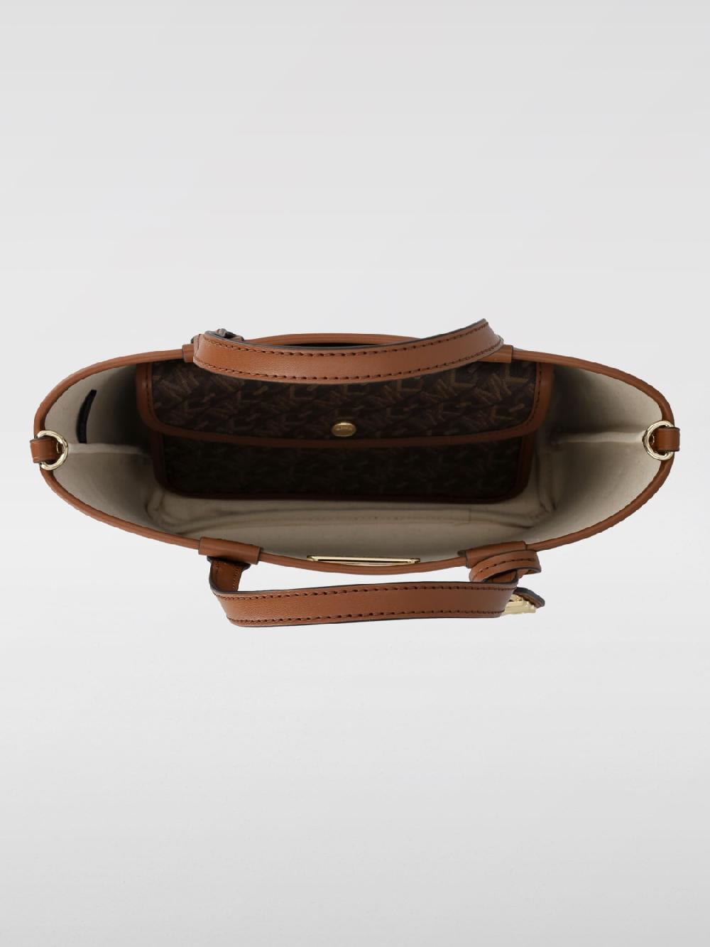 Giglio Borsa Eliza Michael Kors In Cotone Spalmato Saffiano Con Monogram MK All Over