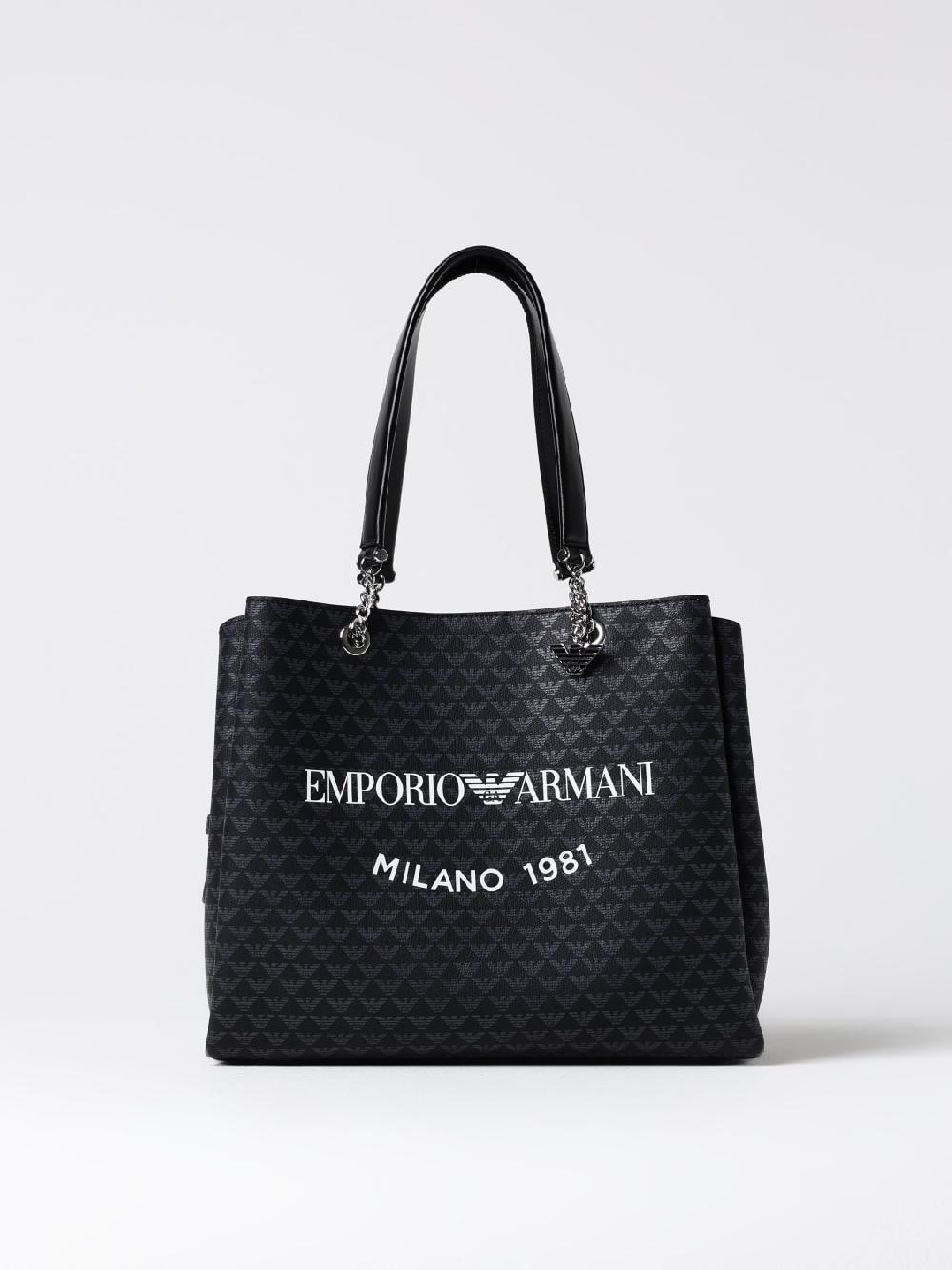 Giglio Borsa Emporio Armani in tessuto spalmato con logo all over