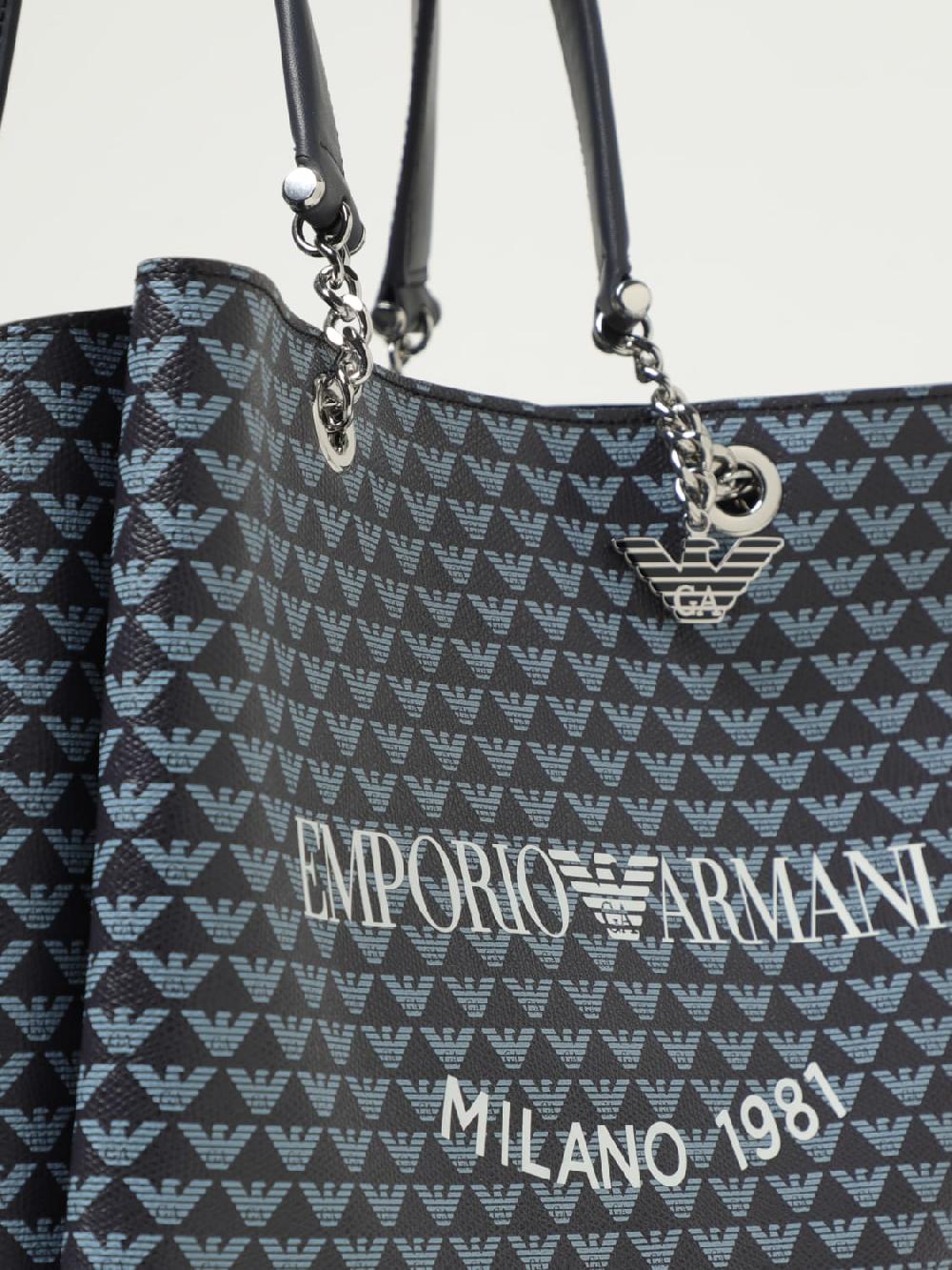 Giglio Borsa Emporio Armani In Tessuto Spalmato Con Logo All Over
