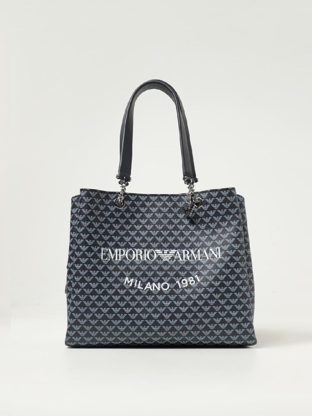Giglio Borsa Emporio Armani in tessuto spalmato con logo all over