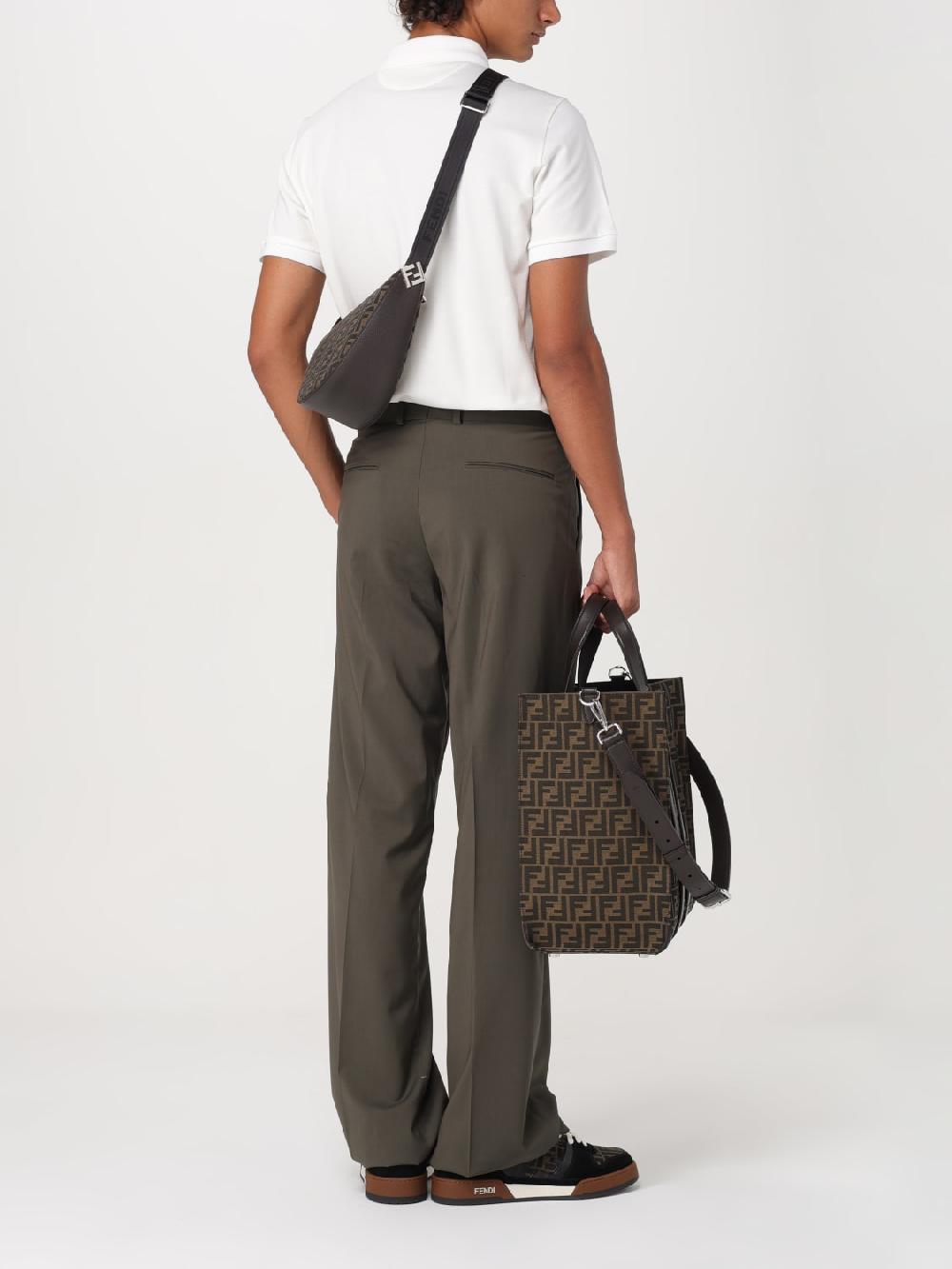 Giglio Borsa Fendi In Tessuto E Pelle A Grana Con Monogram FF Jacquard