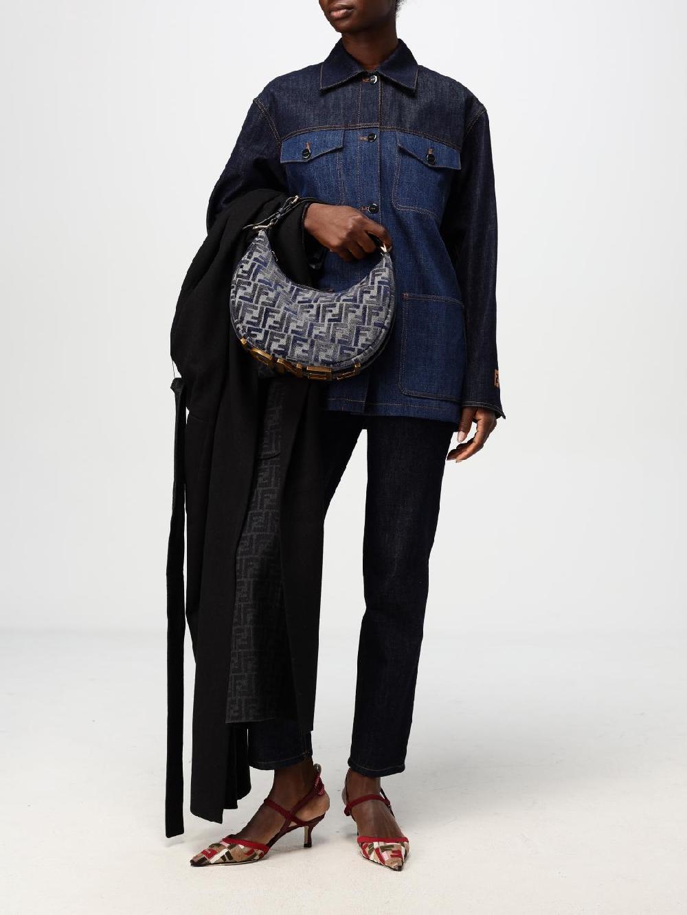 Giglio Borsa Fendigraphy Fendi In Ciniglia Con Monogram Jacquard