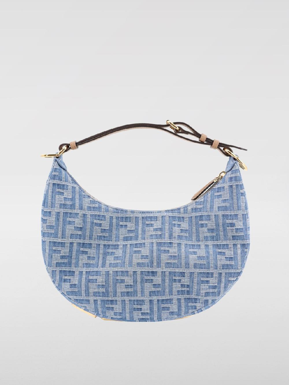 Giglio Borsa Fendigraphy Fendi In Denim Con Monogram FF Jacquard