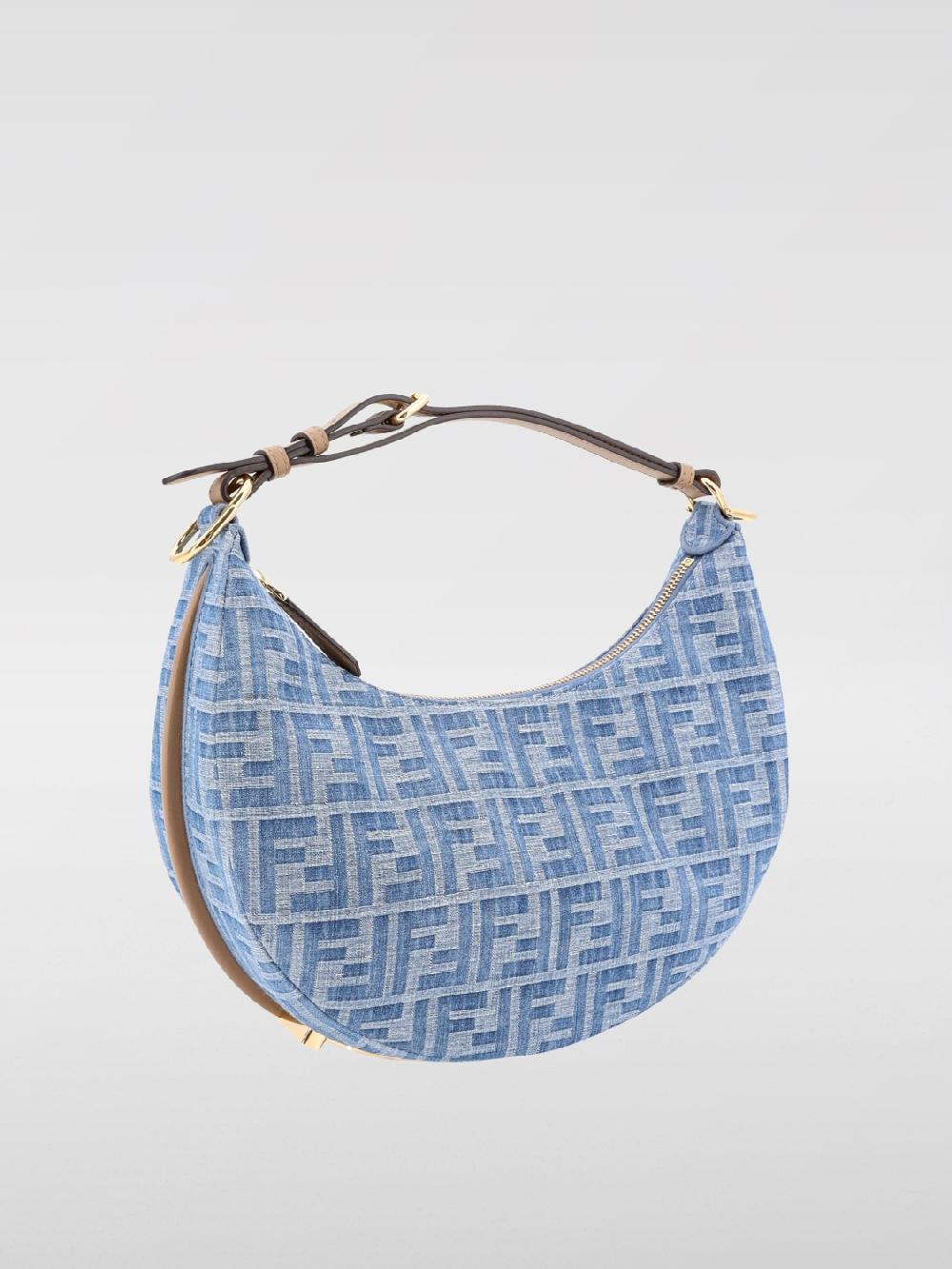 Giglio Borsa Fendigraphy Fendi In Denim Con Monogram FF Jacquard