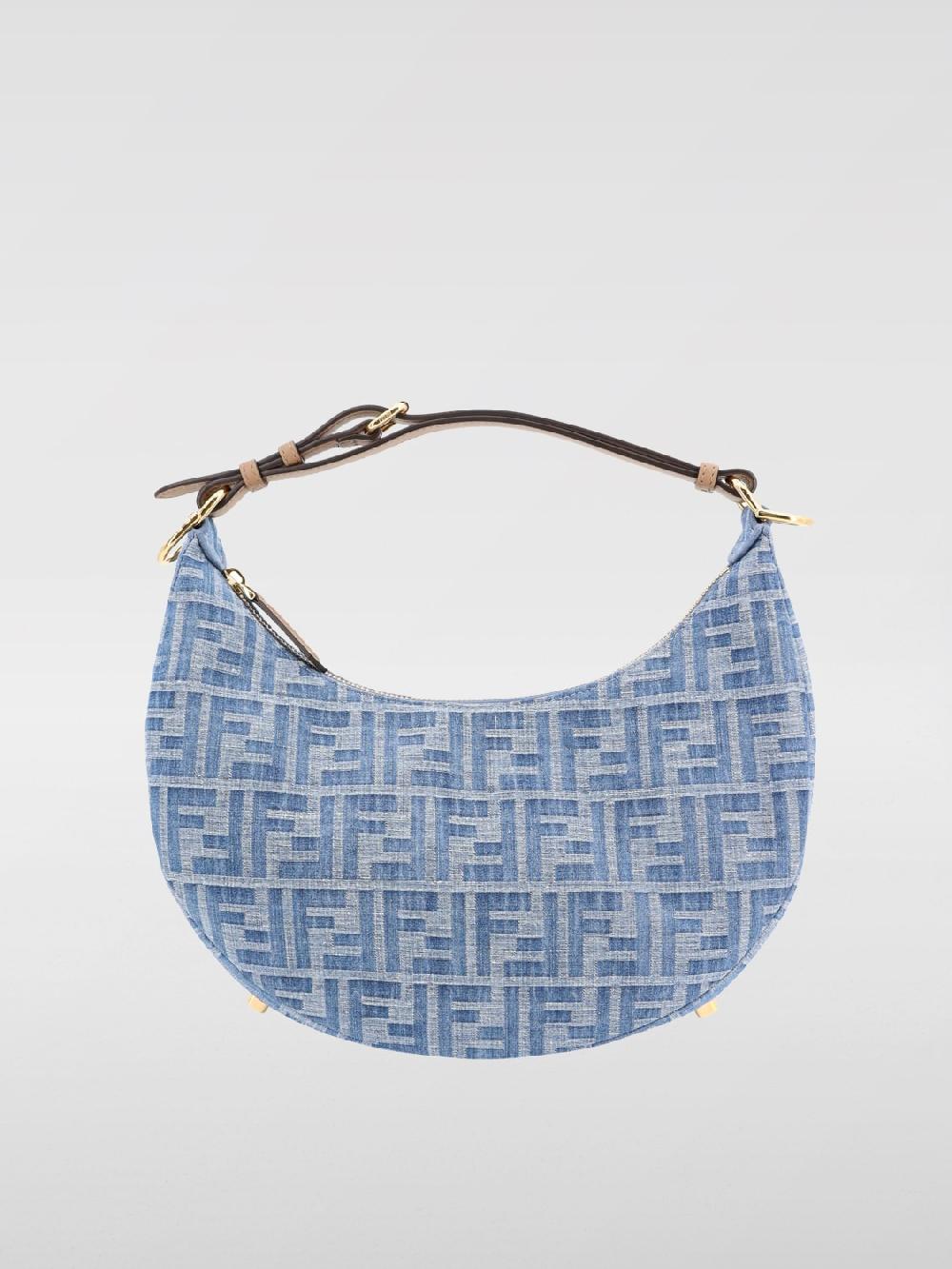 Giglio Borsa Fendigraphy Fendi in denim con monogram FF jacquard
