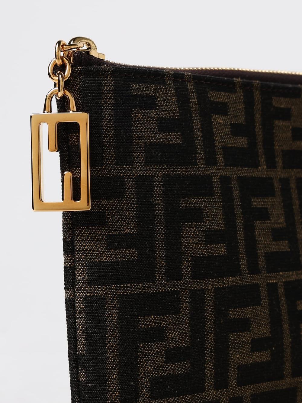 Giglio Borsa Flat Baguett Fendi In Tessuto FF Jacquard