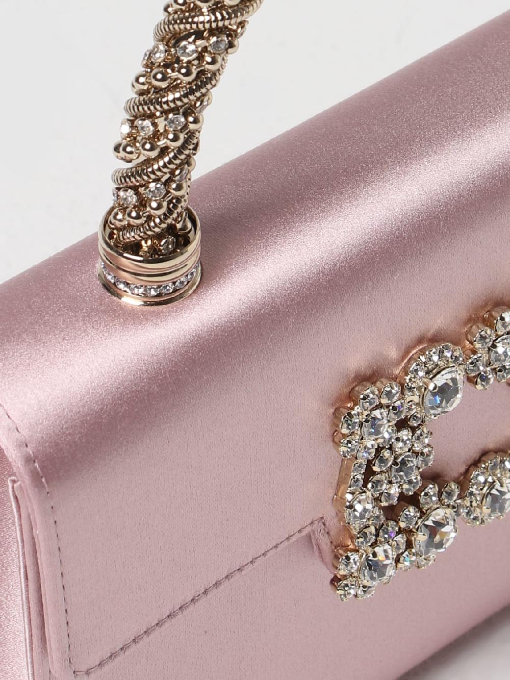 Giglio Borsa Flower Strass Jewel Buckle Roger Vivier In Raso