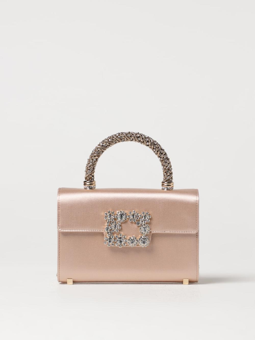 Giglio Borsa Flower Strass Jewel Buckle Roger Vivier in raso