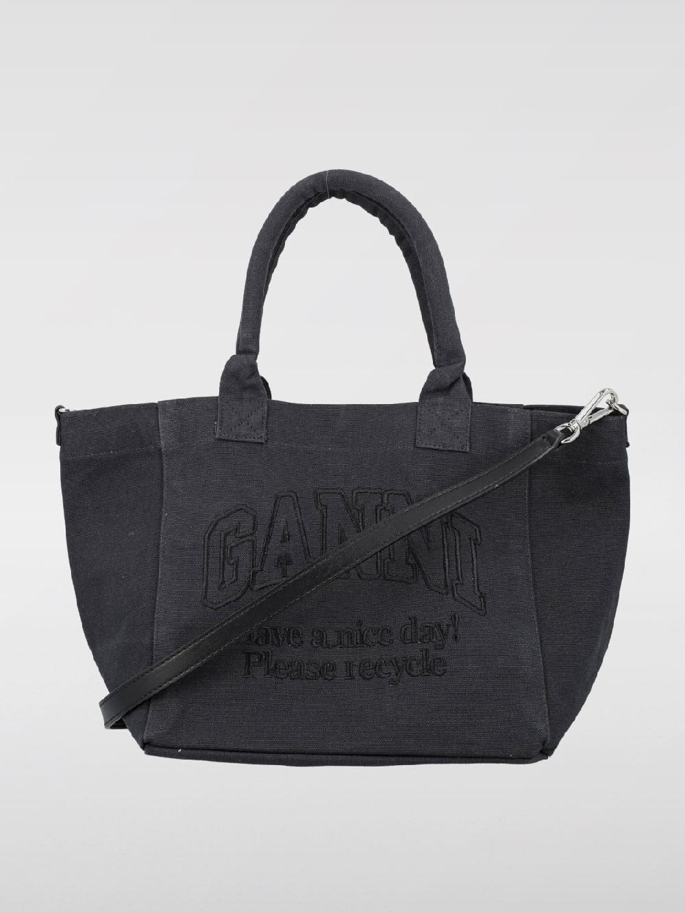 Giglio Borsa Ganni in canvas organico con logo ricamato