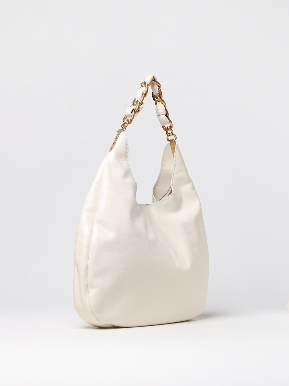 Giglio Borsa Hobo 1945 Balmain In Pelle Con Logo All Over