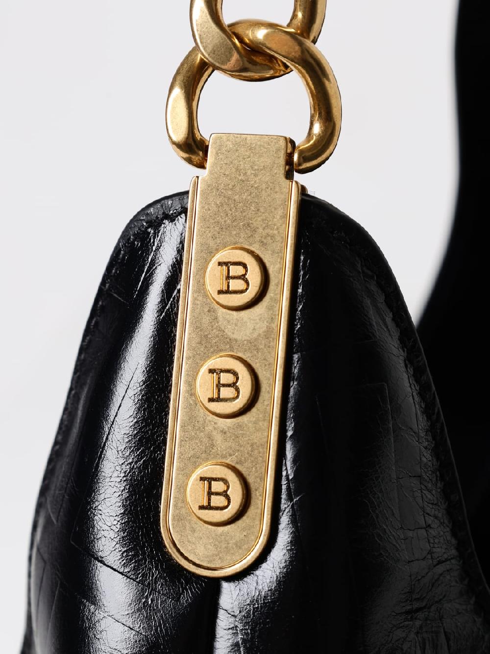 Giglio Borsa Hobo 1945 Balmain In Pelle Con Monogram Goffrato