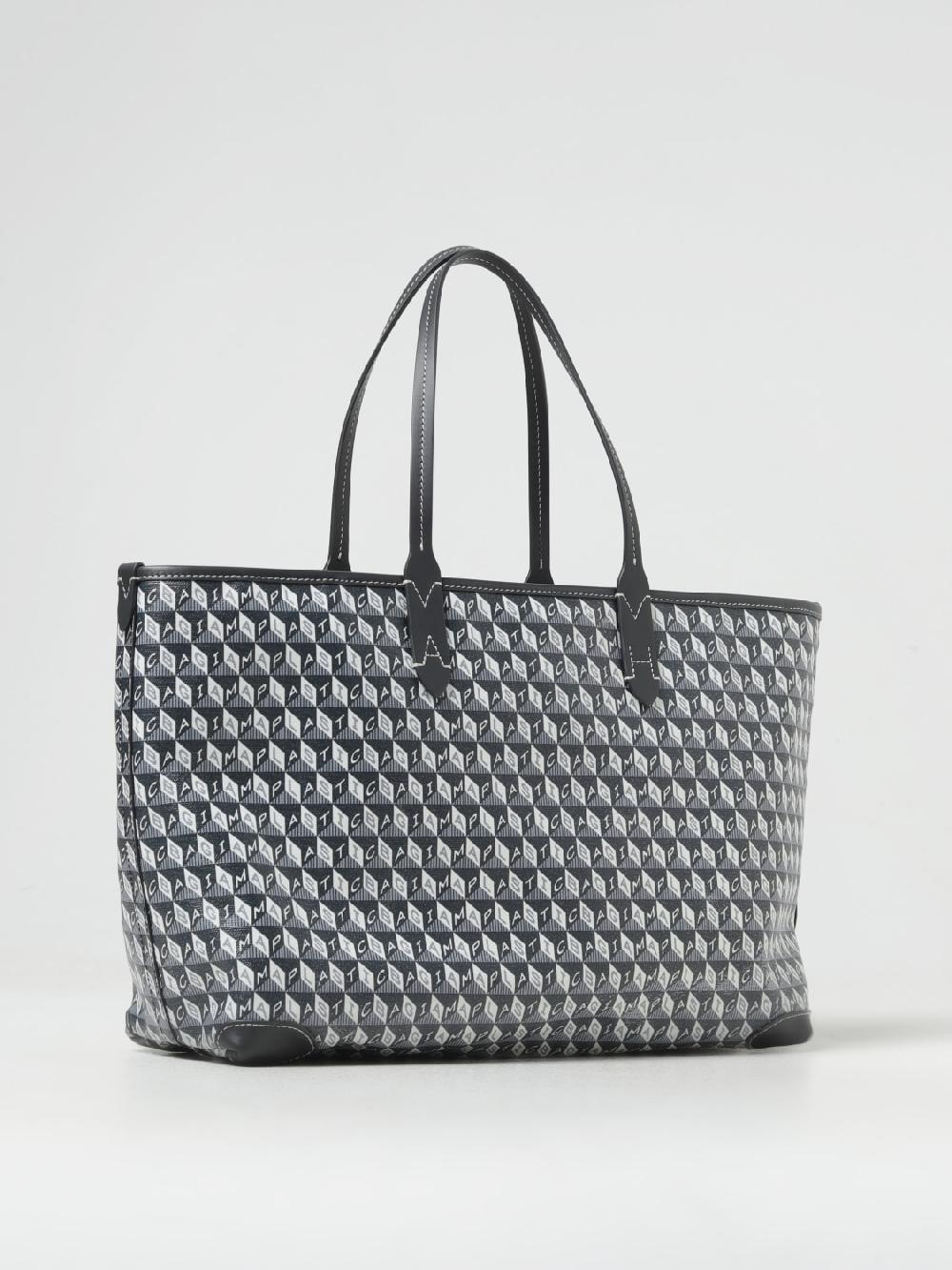Giglio Borsa I Am A Plastic Bag Anya Hindmarch In Cotone Spalmato Con Logo All Over