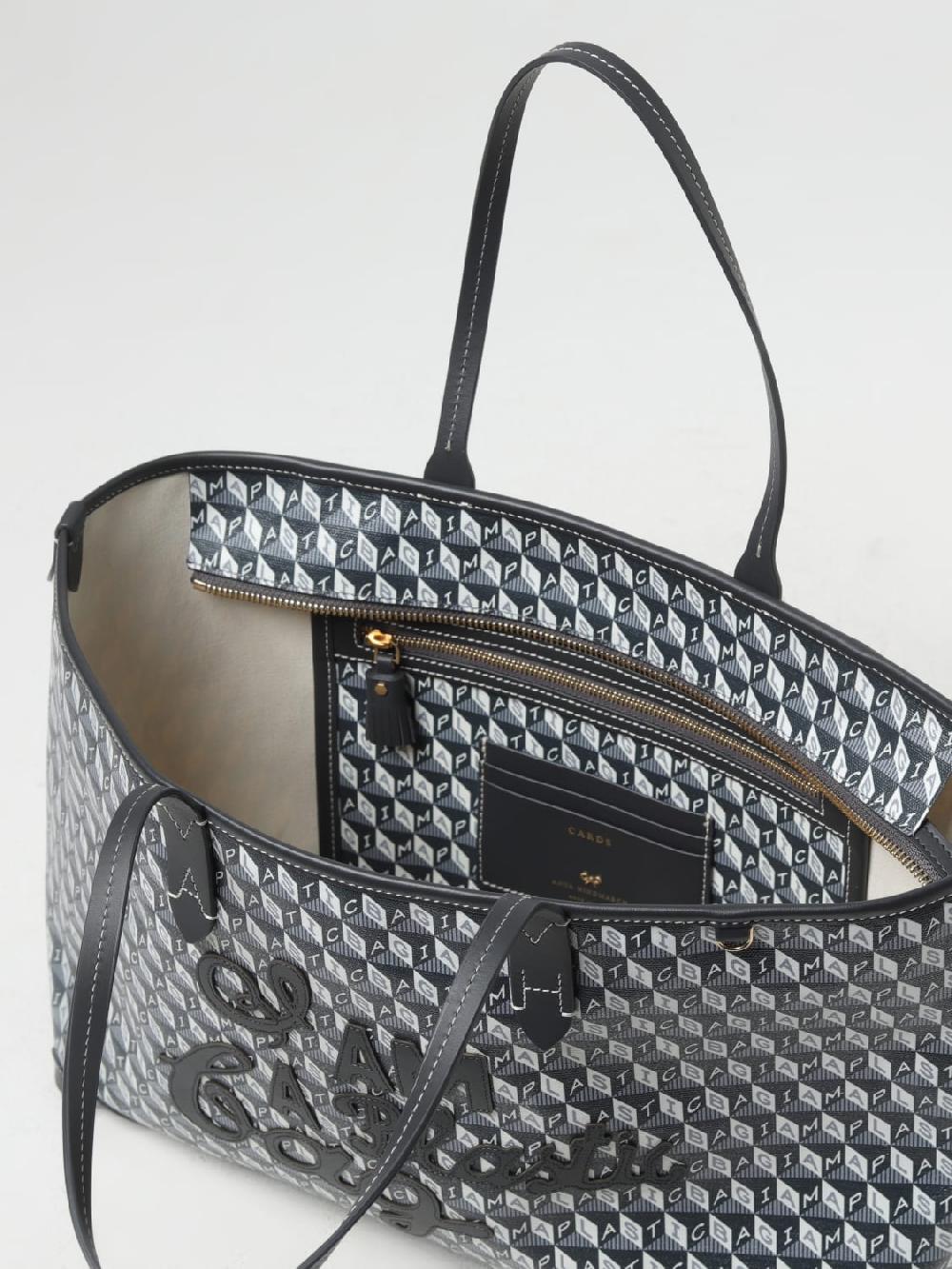 Giglio Borsa I Am A Plastic Bag Anya Hindmarch In Cotone Spalmato Con Logo All Over