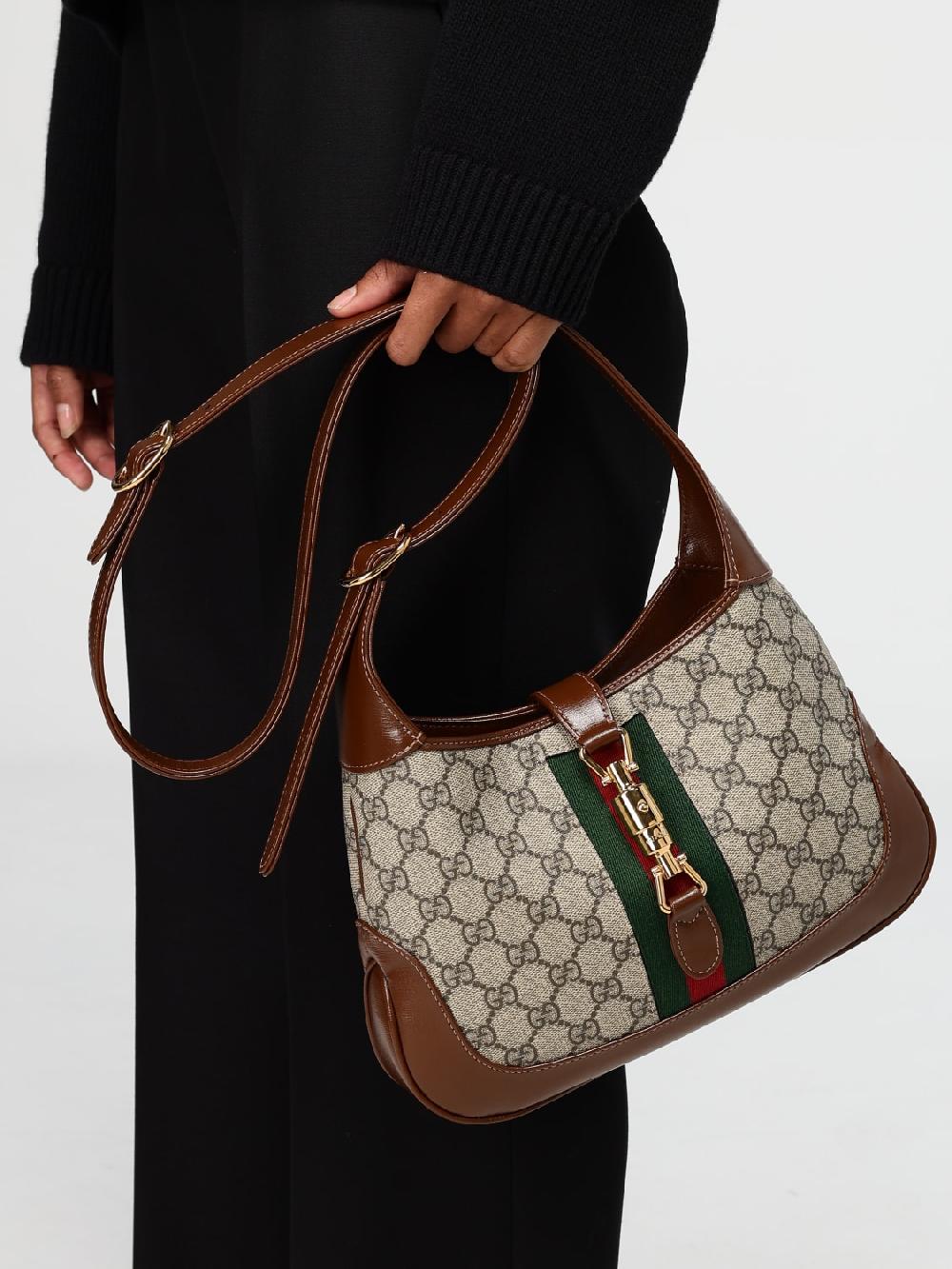 Giglio Borsa Jackie 1961 Gucci In Tessuto GG Supreme E Cotone Spalmato