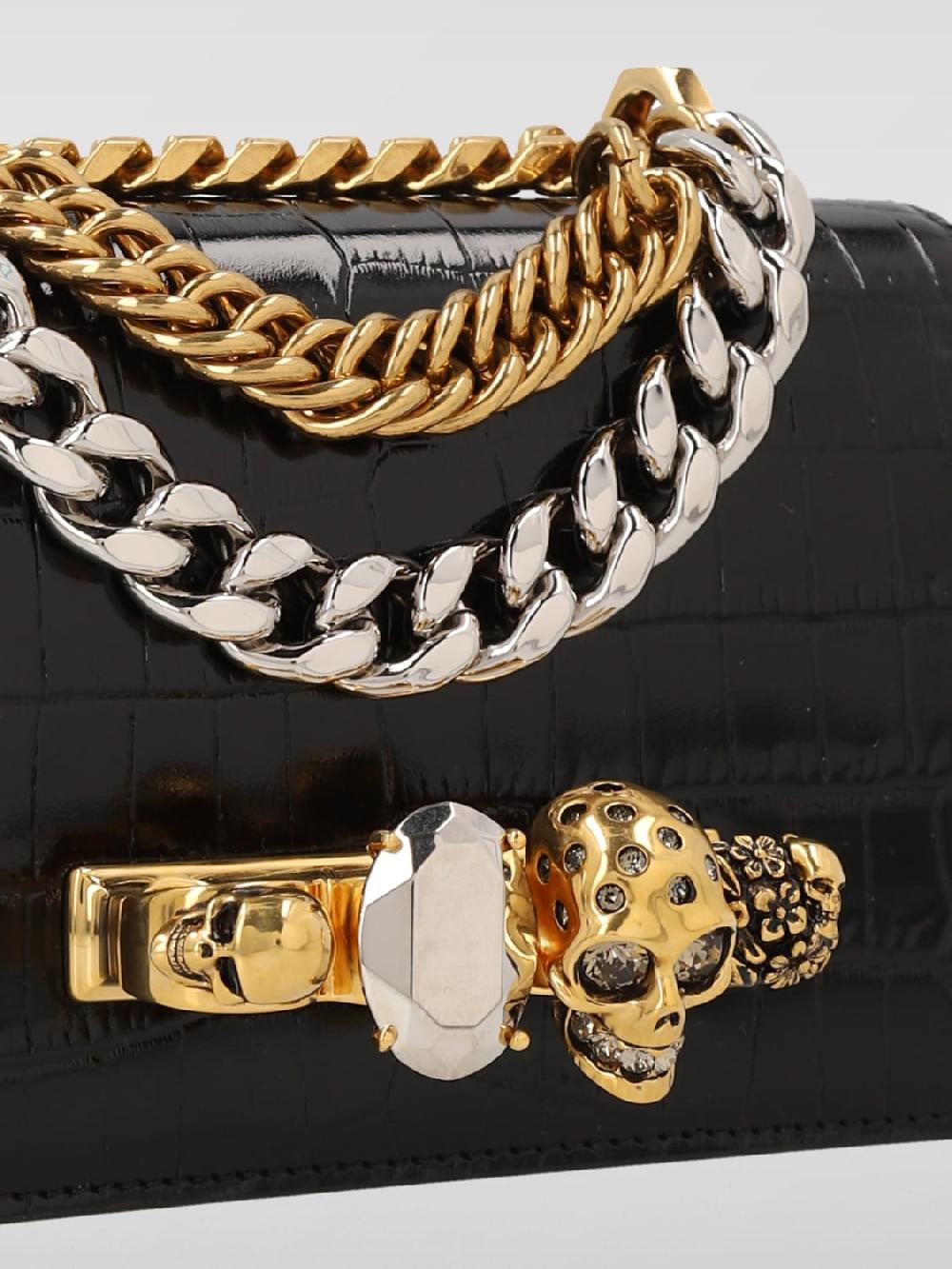 Giglio Borsa Jewelled Satchel Alexander McQueen In Pelle Stampa Cocco