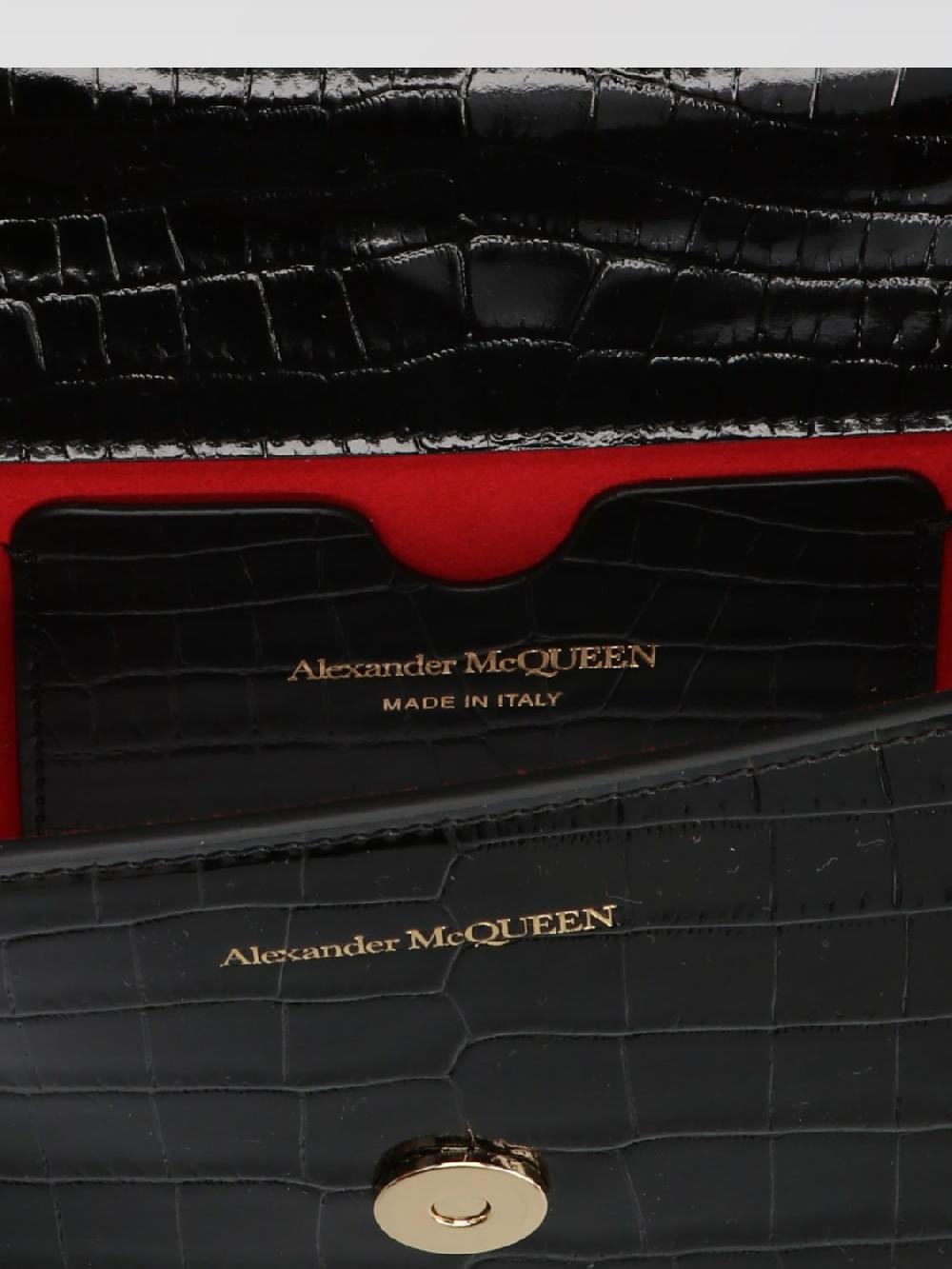 Giglio Borsa Jewelled Satchel Alexander McQueen In Pelle Stampa Cocco