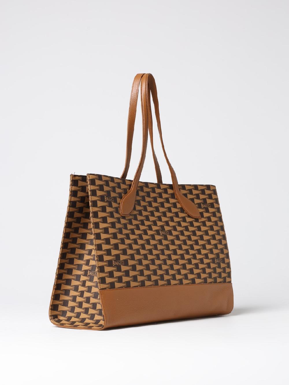 Giglio Borsa Keep On Bally In Cootne Spalmato Saffiano Con Logo All Over