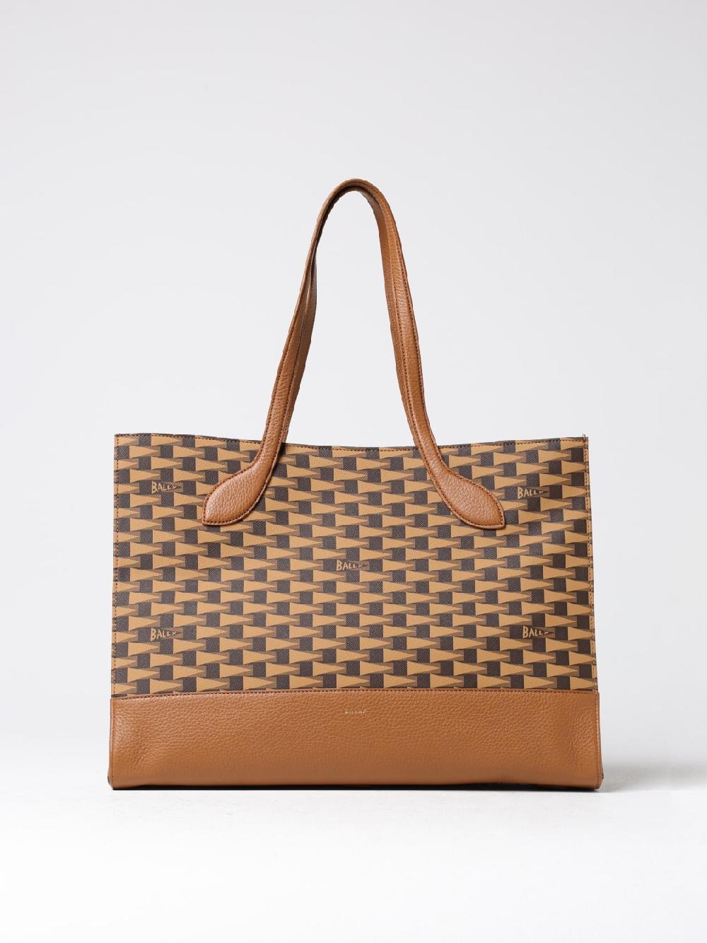 Giglio Borsa Keep On Bally in cootne spalmato saffiano con logo all over