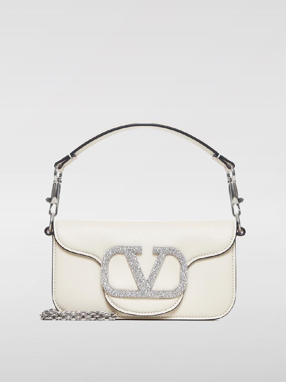 Giglio Borsa Locò Valentino Garavani in pelle con VLogo di Swarovski®