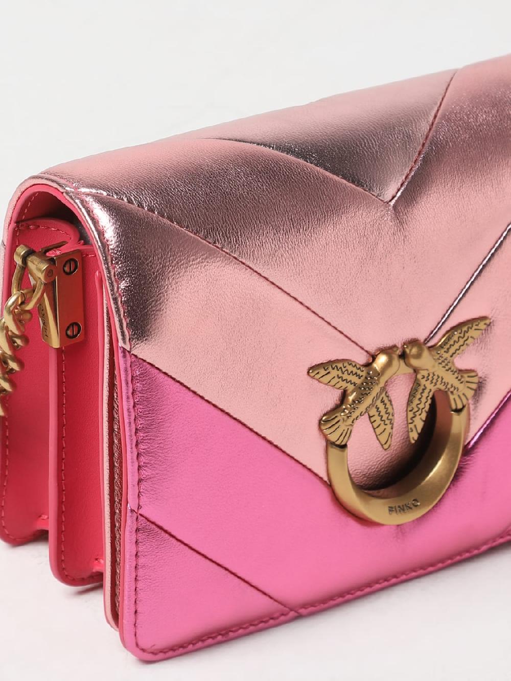 Giglio Borsa Love Click Mini Pinko In Nappa Laminata Matelassè